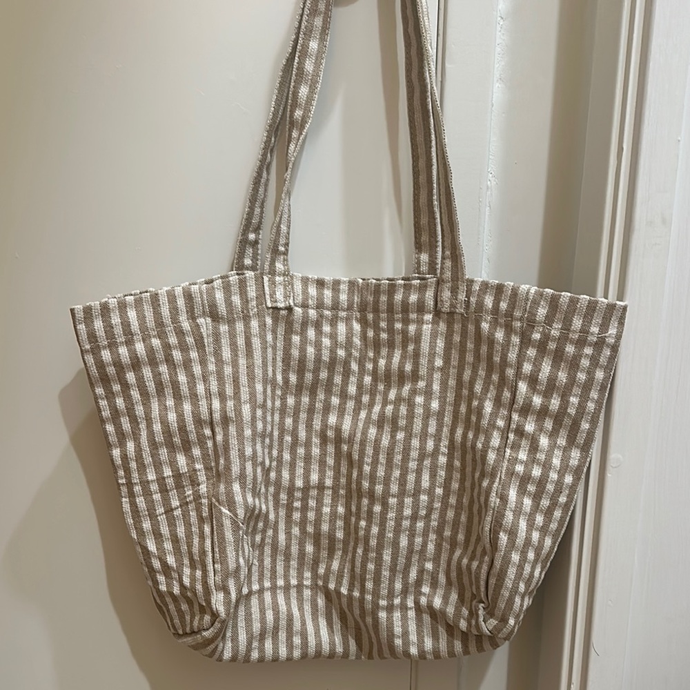 Striped Tan Tote Bag